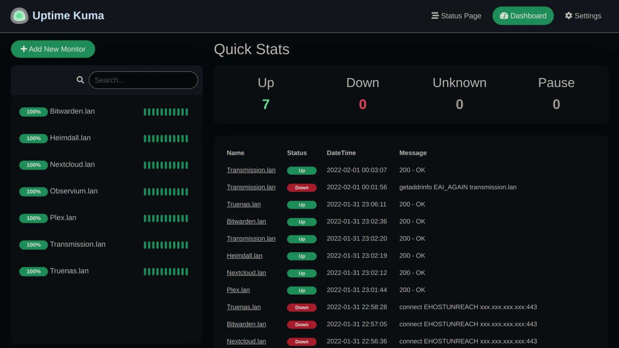 Monitorizar com o Uptime Kuma